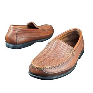 Men's Brown Woven Leather Florsheim Loafers - Size 10D